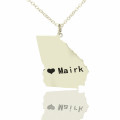 Custom Georgia state shaped heart name necklace