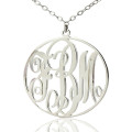 Personalised circle initial monogram necklace