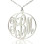 Personalised 18ct White Gold Plated Vine Font Circle Initial Monogram Necklace