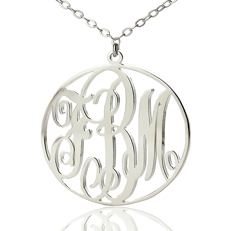 Personalised circle initial monogram necklace