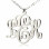 Personalised Vine Font Initial Monogram Necklace 18ct White Gold Plated