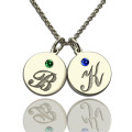 Personalised disc necklace with initials and an optional birthstone