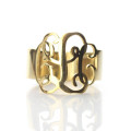 Solid Gold Personalised Three Initial Monogram Ring Solid gold cut-out monogram ring personalised with three initials