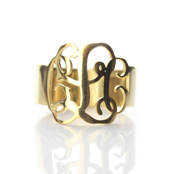 Solid Gold Plated Personalised Monogram Ring