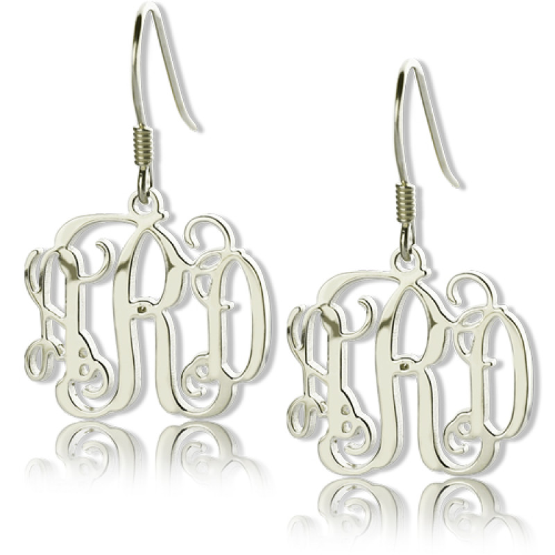 Personalised Sterling Silver Monogram Earrings Personalised sterling silver monogram earrings with scripted initials