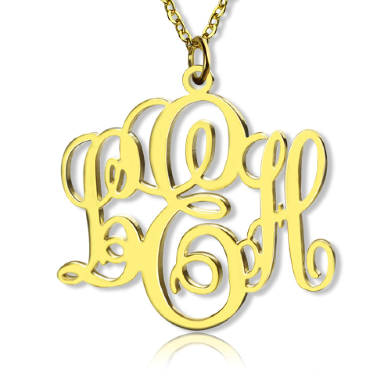 Personalised 3 Initial Gold-Plated Monogram Necklace Personalised gold-plated three-initial monogram necklace