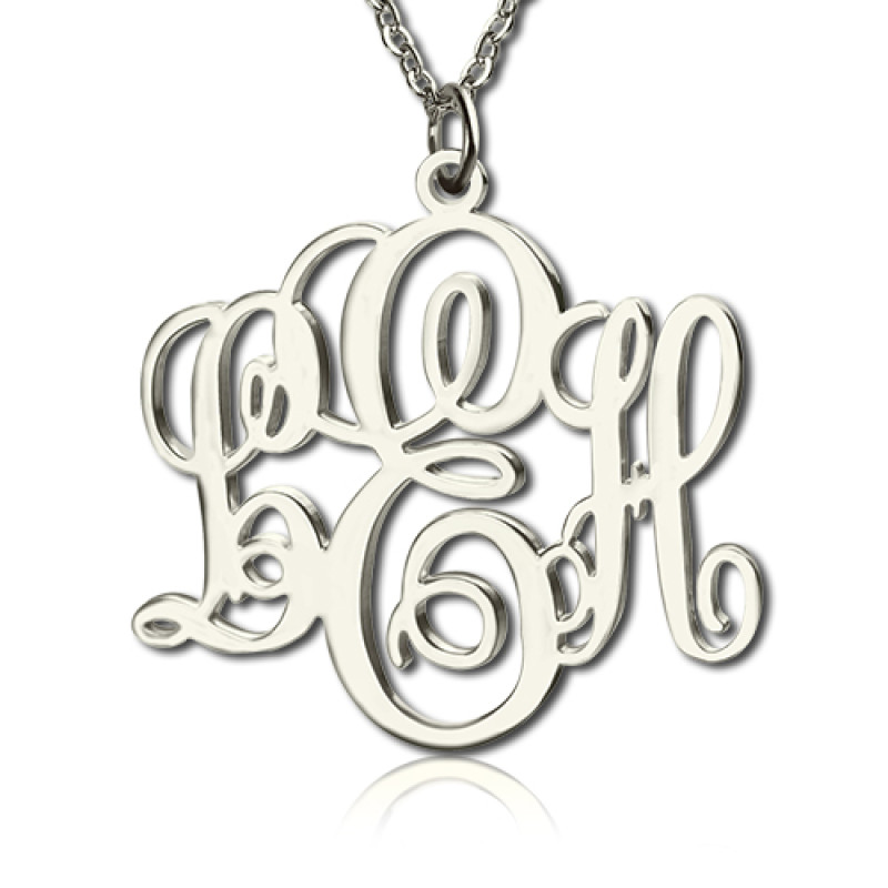 Personalised Vine Font Initial Monogram Necklace Personalised vine font initial monogram necklace with curved letters