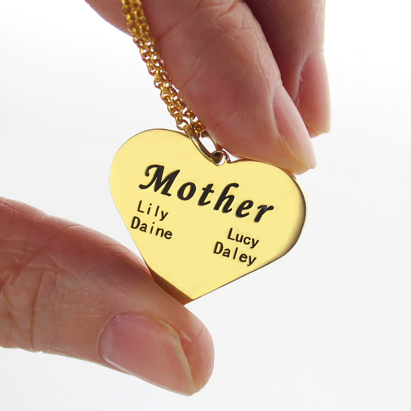 Mother Heart Family Names Necklace Detail Mother heart family names necklace detail