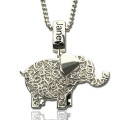 Elephant Charm Name and Birthstone Necklace Personalised silver elephant charm name necklace