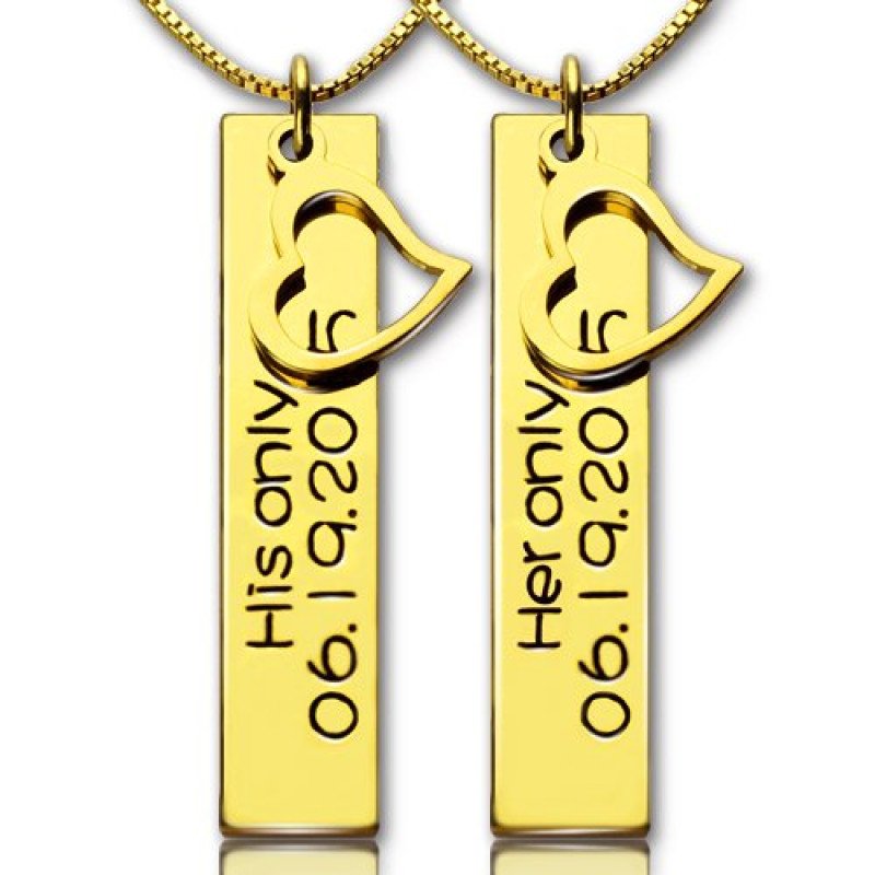 Couples Engraved Name and Date Bar Necklace Personalised couples bar necklace engraved with a name and date