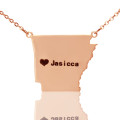 Custom Arkansas State Necklace with Heart Custom Arkansas state map necklace with a heart city marker