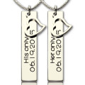 Personalised Couple Bar Necklace with Name and Date Personalised couple bar necklace with name and date
