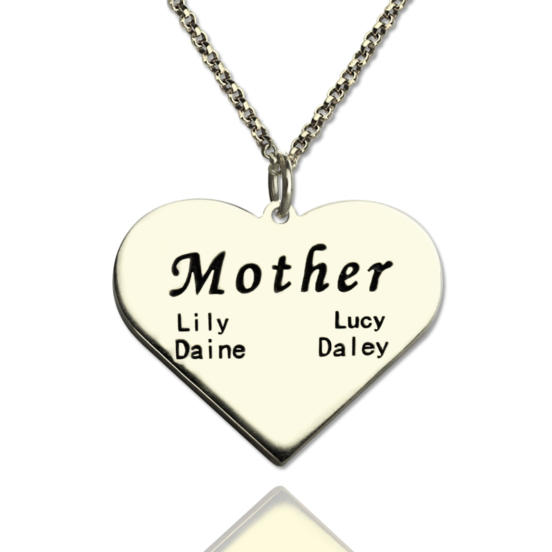 Personalised Mother Family Heart Necklace Personalised Mother family heart necklace in sterling silver