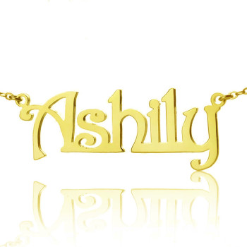 Solid Gold Plated Harrington Font Name Necklace-18ct Gold Plated