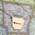 Arkansas Map Necklace Detail Arkansas state map necklace detail view