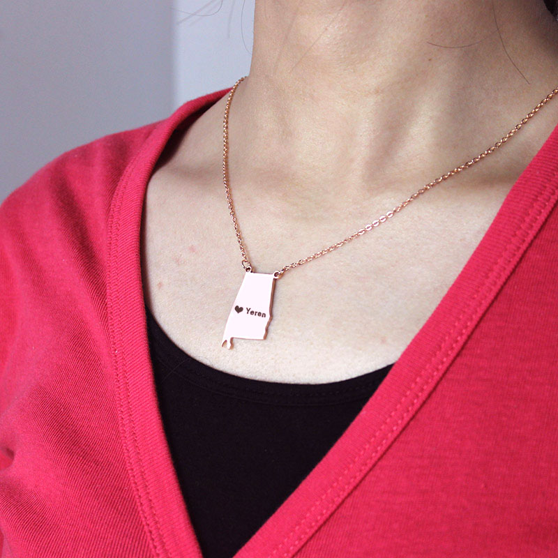 Custom Alabama State Map Necklace Custom Alabama state map necklace product image