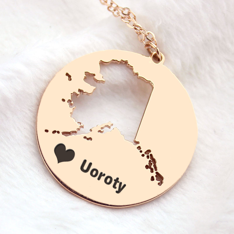 Custom Alaska State Heart Name Necklace Custom Alaska state heart name necklace product image