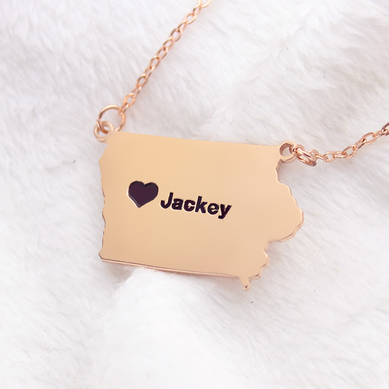 Iowa State Map Heart Name Necklace Iowa state map heart name necklace product view