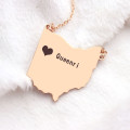 Ohio state map necklace with personalised name detail