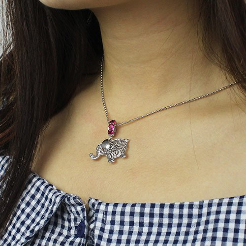 Elephant Charm Necklace Detail Personalised elephant charm name necklace product view