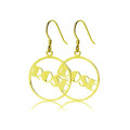 Personalised Broadway font circle name earrings