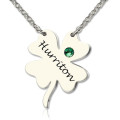 Sterling Silver Clover Name Necklace Sterling silver four-leaf clover name necklace