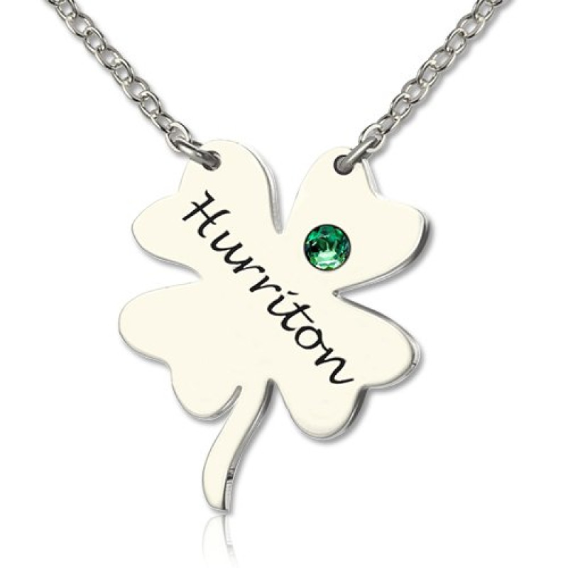 Sterling Silver Clover Name Necklace Sterling silver four-leaf clover name necklace
