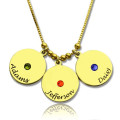 Personalised mother's disc and birthstone charm necklace