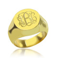 Engraved circle monogram signet ring product image
