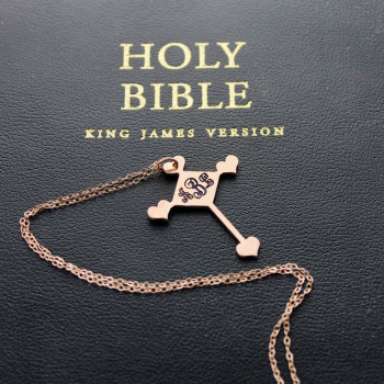 Custom 18ct Rose Gold Plated Cross Monogram Necklace