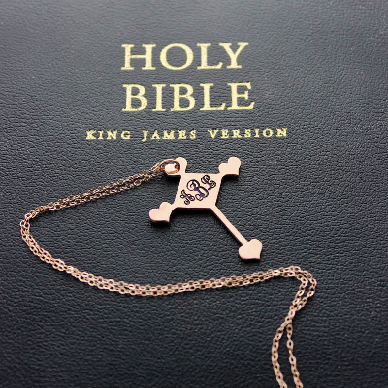 Custom Cross Monogram Necklace Custom cross monogram necklace product image