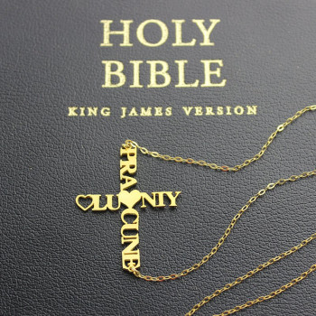 Personalised Two Name Cross Necklace Gold Plated 925 Silver Personalised Two Name Cross Necklace Gold Plated 925 Silver