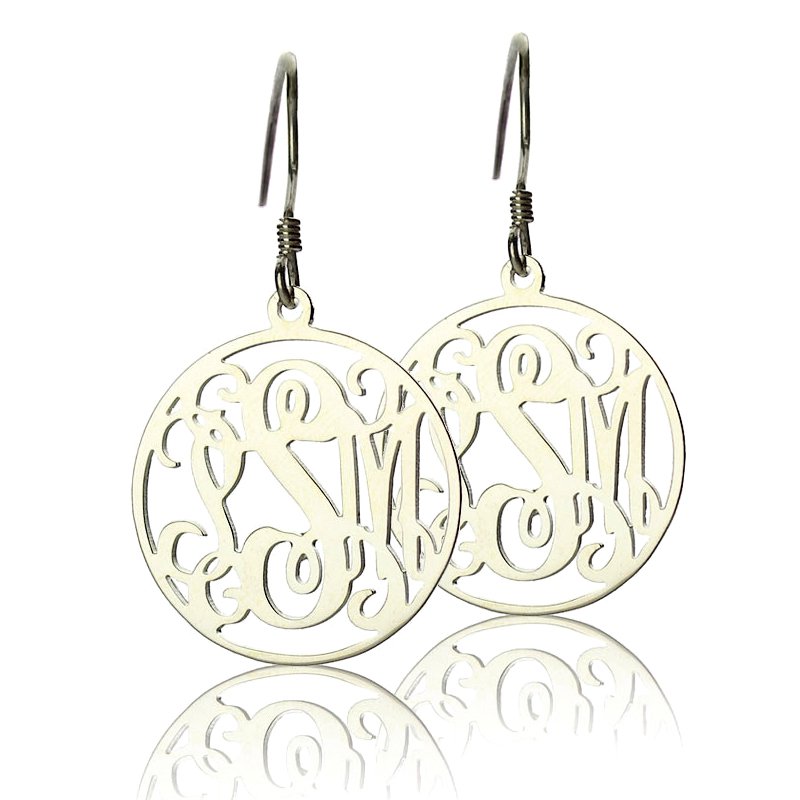 Personalised circle monogram initial earrings
