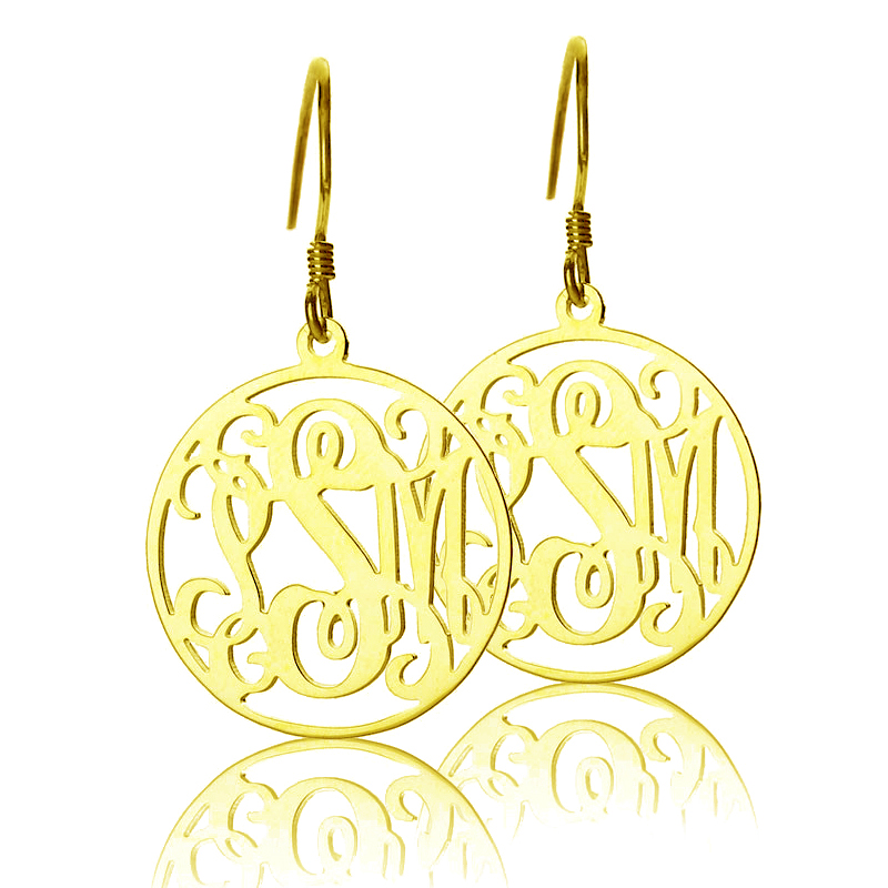 Circle Monogram Initial Earrings in Gold Circle Monogram Initial Earrings in Gold product image