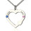 Double Name Open Heart Necklace with Birthstone Sterling Silver