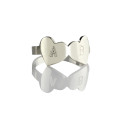 Double heart engraved letter ring