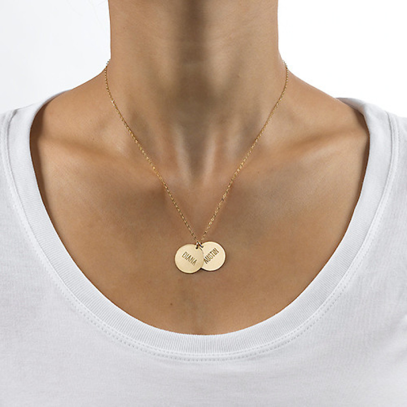 18ct yellow gold personalised multi-disc mum necklace