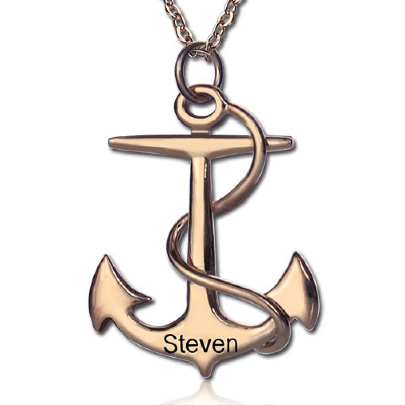Personalised Engraved Anchor Name Necklace Engraved anchor name necklace in sterling silver