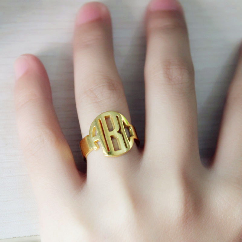 18ct Gold Plated Block Monogram Ring 18ct gold plated block monogram ring