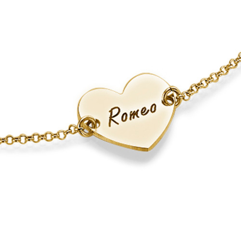 Engraved Couples Heart Bracelet β Product View 18ct gold plated engraved couples heart bracelet product view