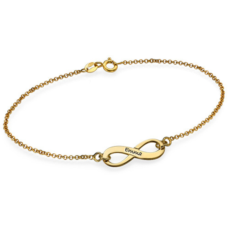 Personalised Engraved Infinity Name Bracelet Personalised 18ct gold-plated engraved infinity name bracelet