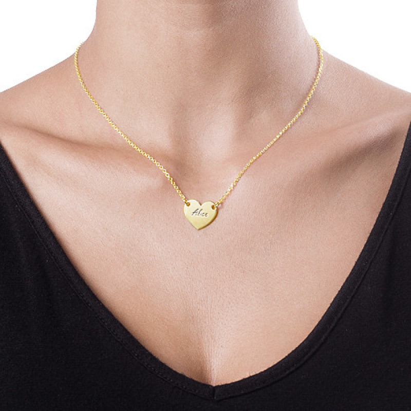 18ct gold plated heart necklace with personalised engraving