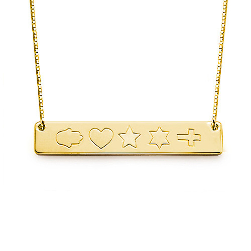 18ct gold plated icon bar necklace