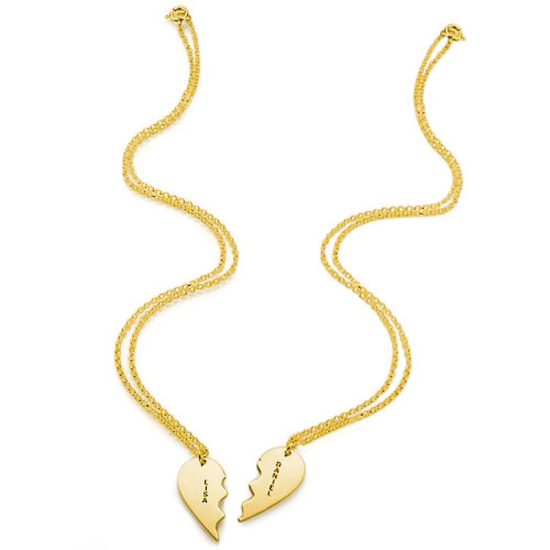 Gold-Plated Split Heart Necklace Gold-plated sterling silver split heart necklace