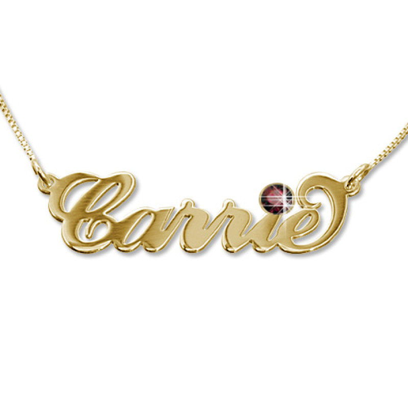 18ct Gold-Plated Carrie Swarovski Name Necklace 18ct gold-plated Carrie-style personalised name necklace with Swarovski crystal