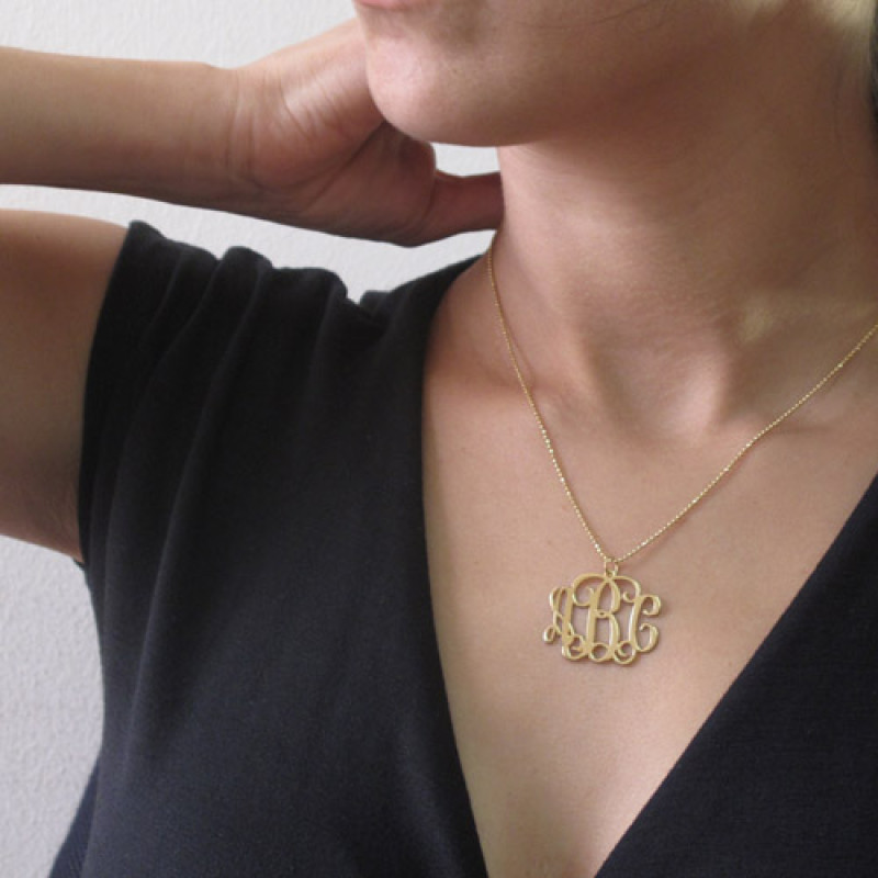 18ct gold plated sterling silver monogram initials necklace