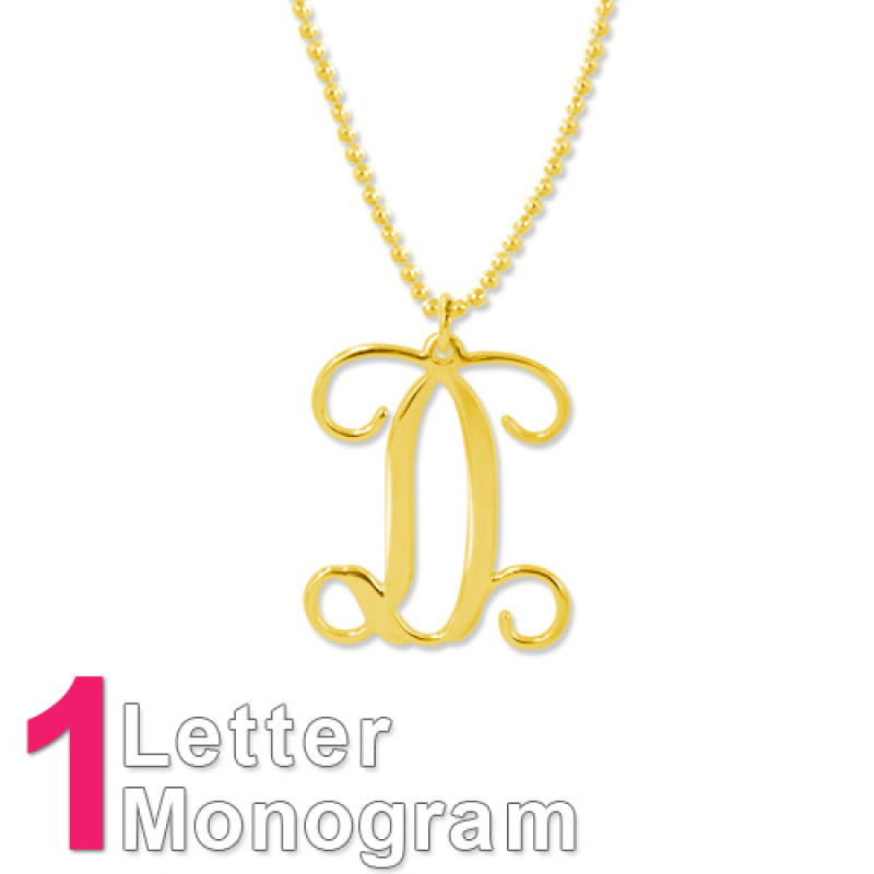 Personalised initials monogram necklace in 18ct gold plated sterling silver