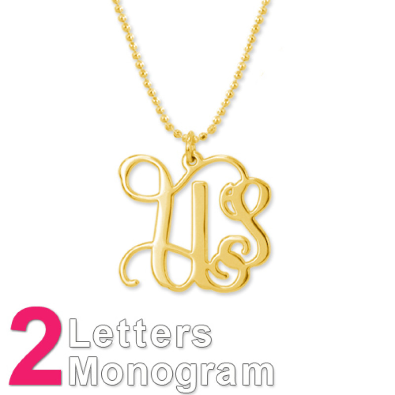 18ct gold plated sterling silver personalised initials monogram necklace