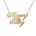 18ct Gold-Plated Silver Two Name Heart Necklace 18ct gold-plated sterling silver two-name necklace with heart pendant