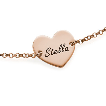 18ct Rose Gold Plated Engraved Heart Couples Bracelet/Anklet 18ct Rose Gold Plated Engraved Heart Couples Bracelet/Anklet